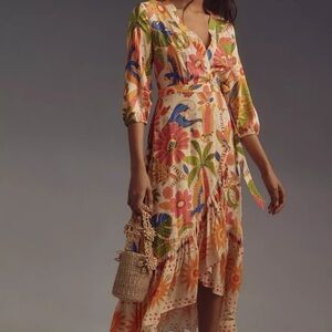 Anthropologie Vibrant Floral High Low Dress - Farm Rio